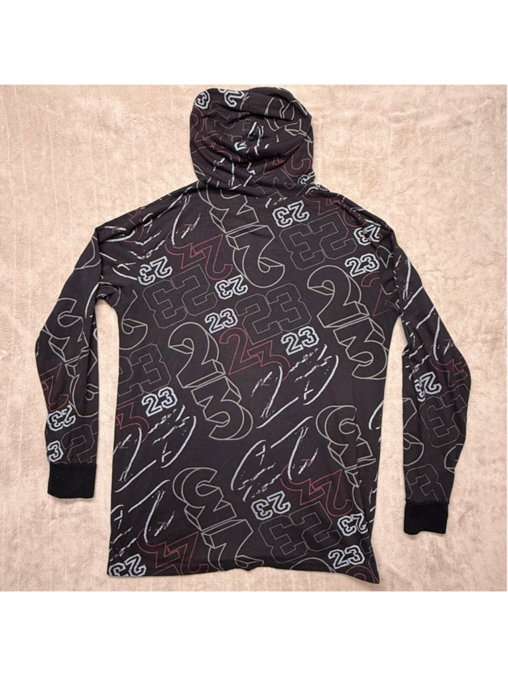 Men's Hustle G Black Red 23 Legend Michael Jordan Lightweight Hoodie Large - Picture 5 of 8